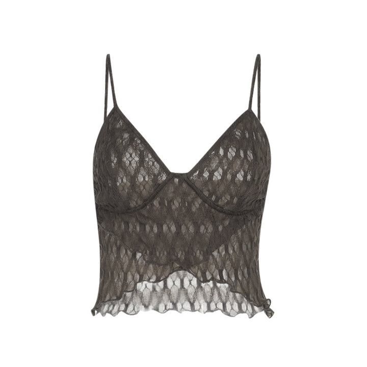Women's cami top with sophisticated wrap design and delicate straps