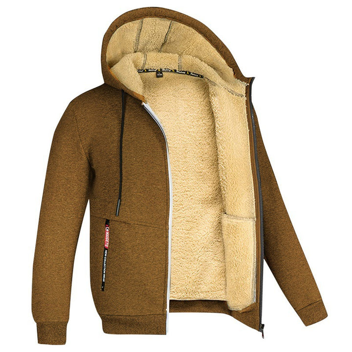 Men's Cuddly Fleece Jacket with Hood and Pockets Lisslune