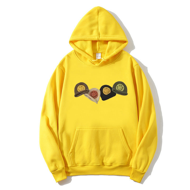 Women’s Hooded Sweatshirt with Playful Smiley Design Lisslune