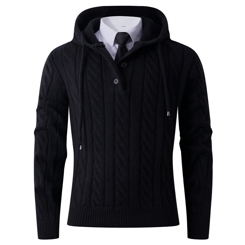 Men's cardigan with hoodie and modern cable pattern Lisslune