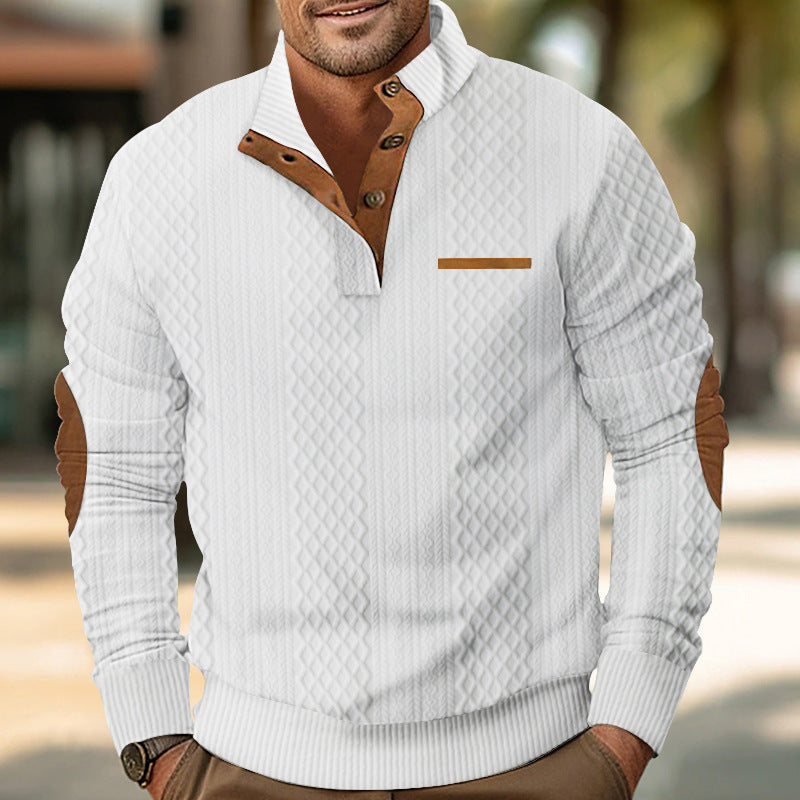 Men's knitted sweater with modern collar and textured surface Lisslune