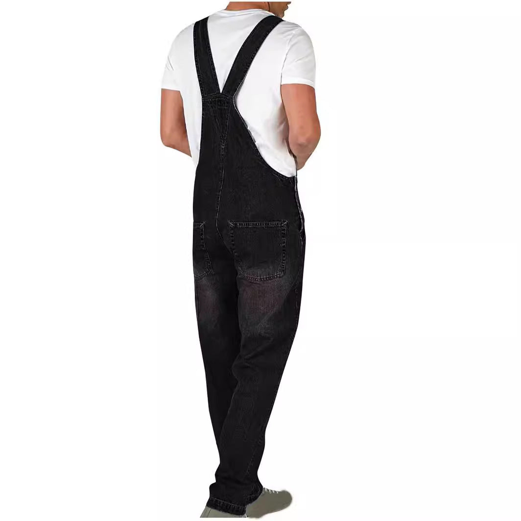 Herren Denim-Latzhose im lässigen Schnitt mit verstellbaren Trägern Lisslune