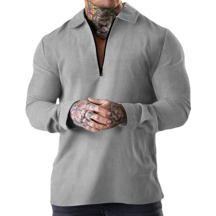 Men's long-sleeve shirt with practical zipper and textured design Lisslune