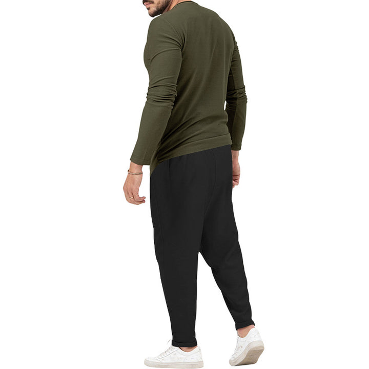 Men's Comfortable Jogging Pants with Fashionable Details and Casual Long Sleeve Shirt Lisslune