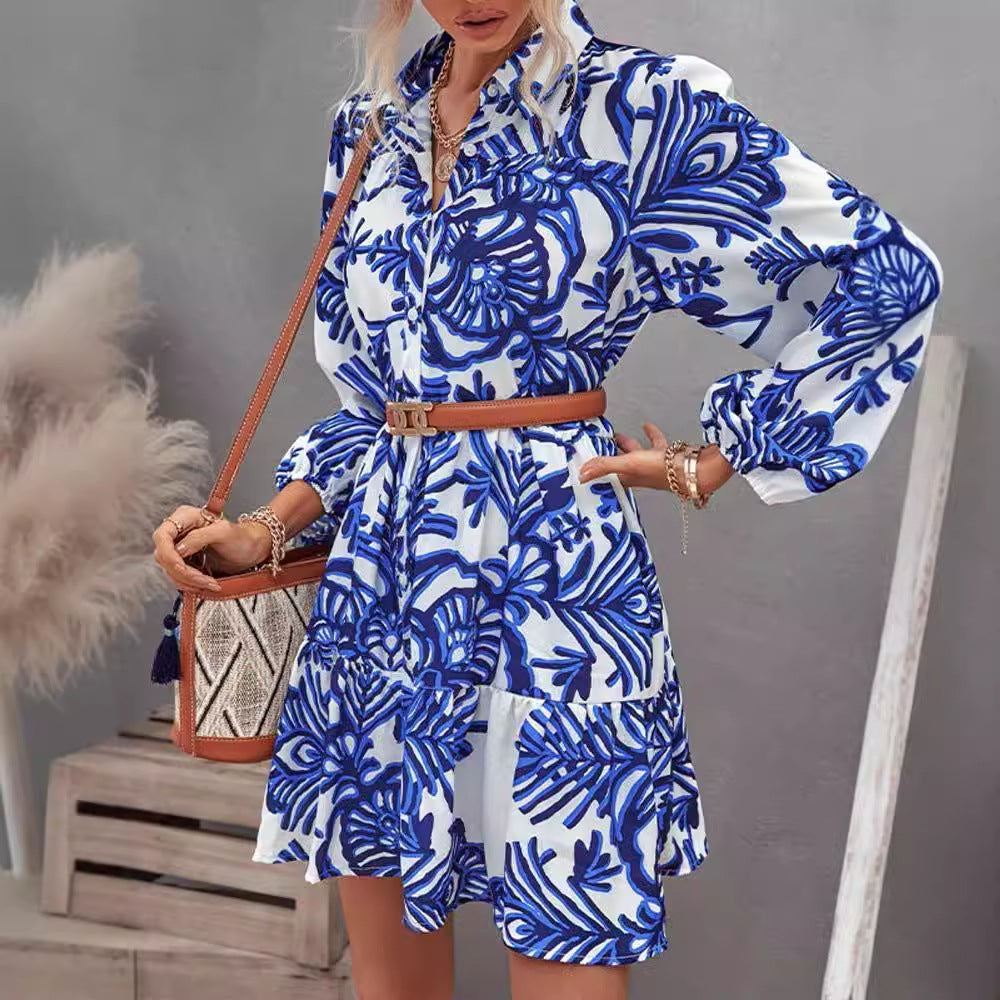 Women's casual shirt dress with voluminous sleeves and full button closure Lisslune