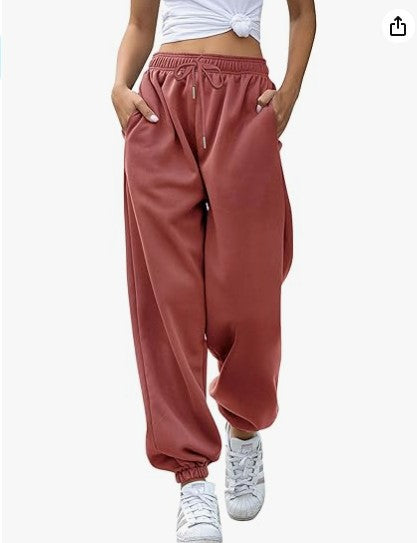 Women's casual sweatpants with high waistband and side zipper pockets Lisslune