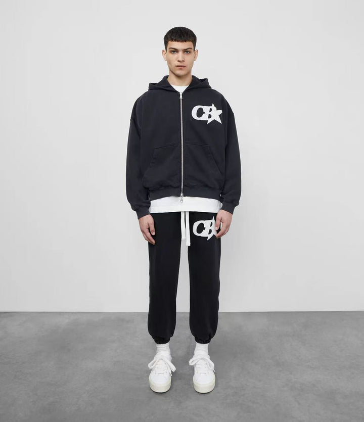 Men's hooded sweatshirt jacket with stylish logo and comfortable waistband Lisslune