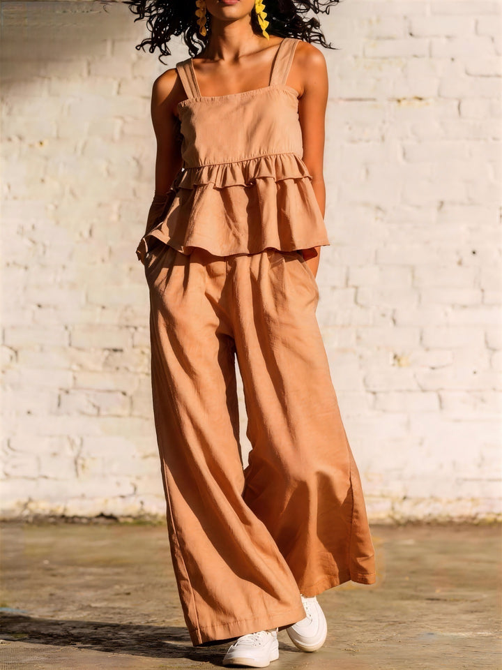 Women's Fashionable Two-Piece with Ruffle Details and Casual Cut Lisslune