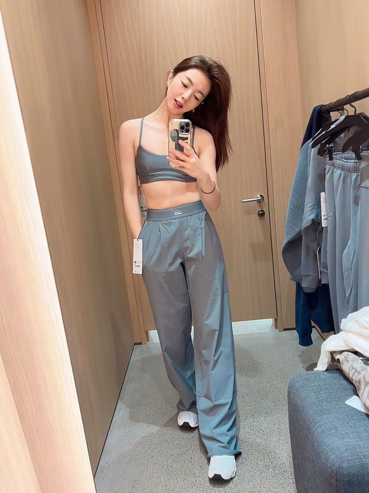 Women's wide sports trousers with elastic waistband and side pockets Lisslune