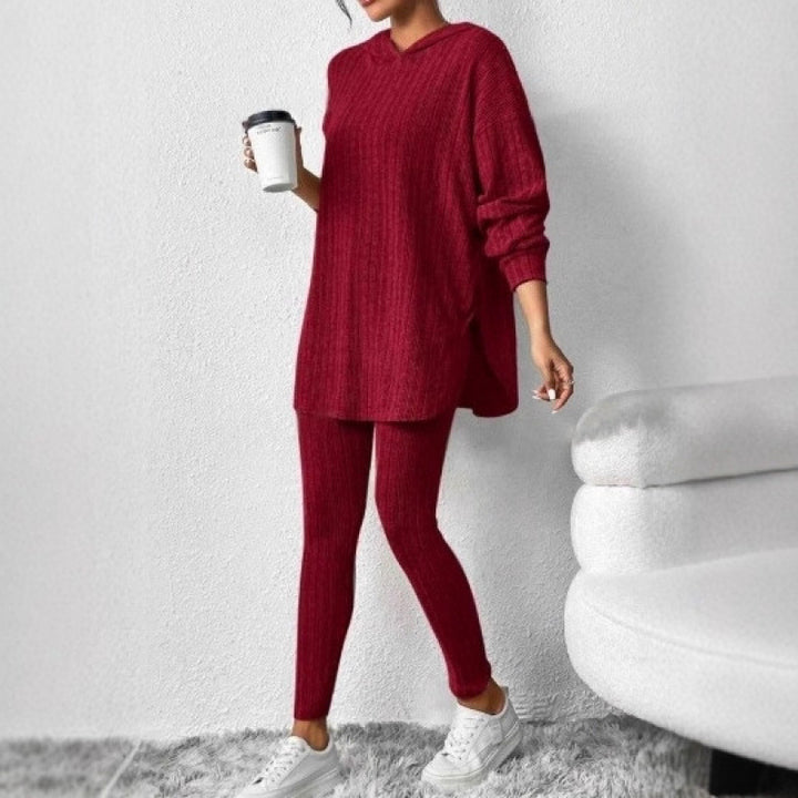 Damen Bequemes Lounge-Set mit Kapuze und schmalen Hosen Lisslune