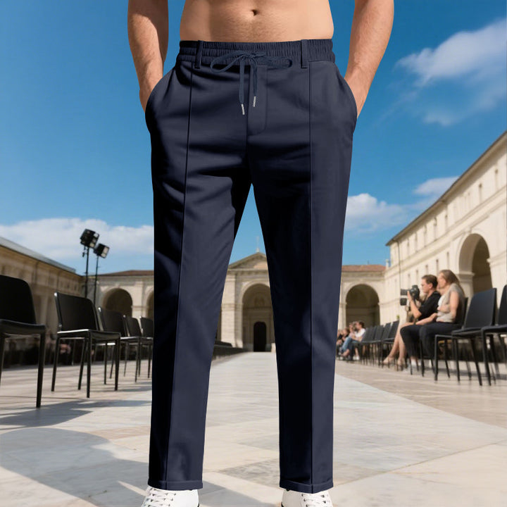 Men's elegant casual trousers with elastic waistband and modern pockets Lisslune