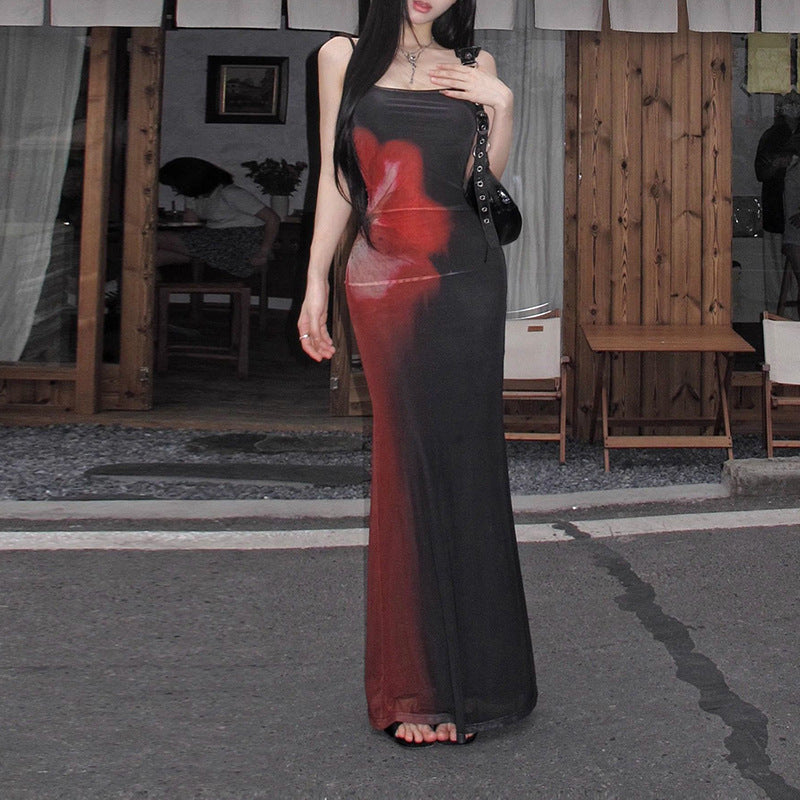 Women's form-fitting mini dress with asymmetric design and unique gradient