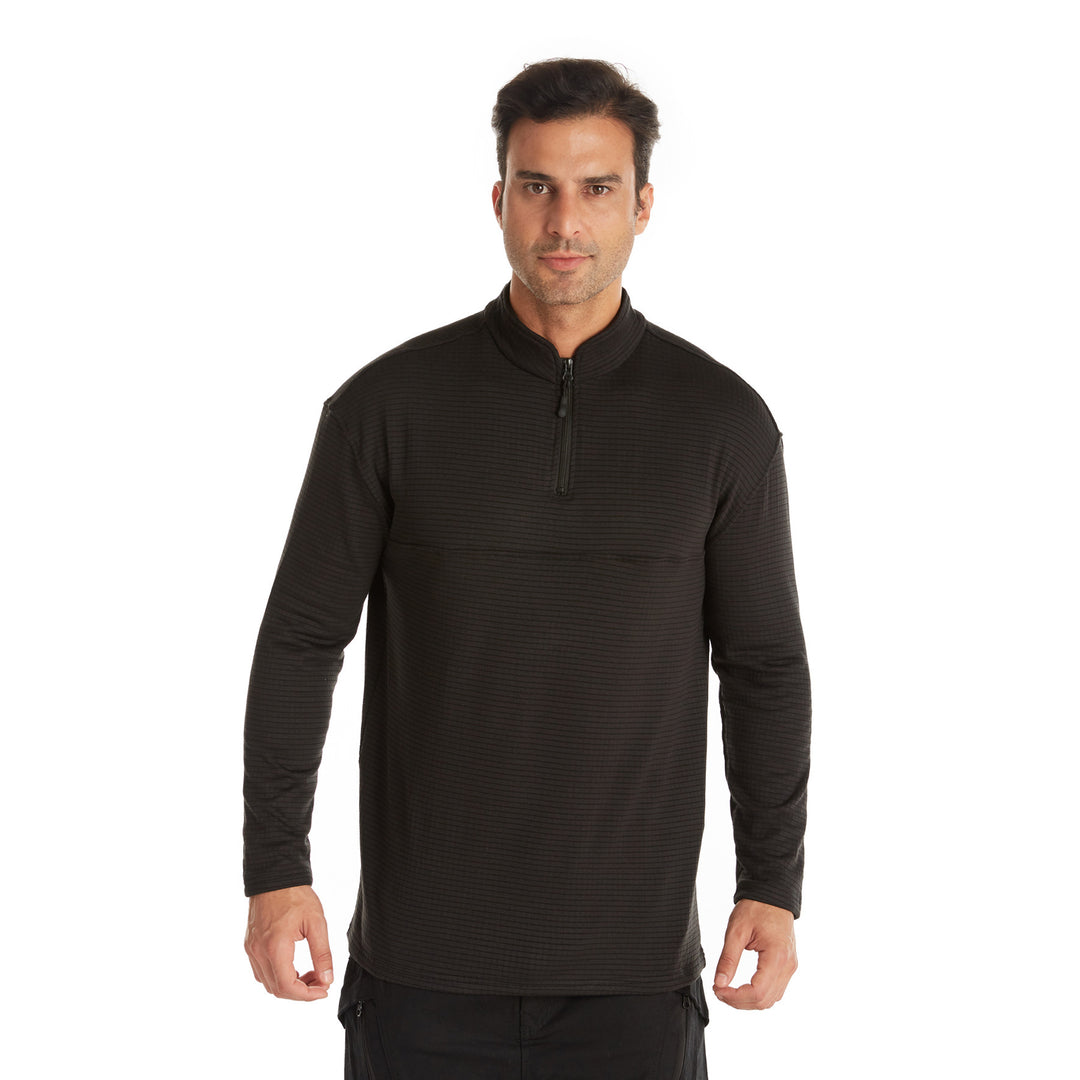 Men's Functional Pullover with Half Zipper and Textured Pattern Lisslune