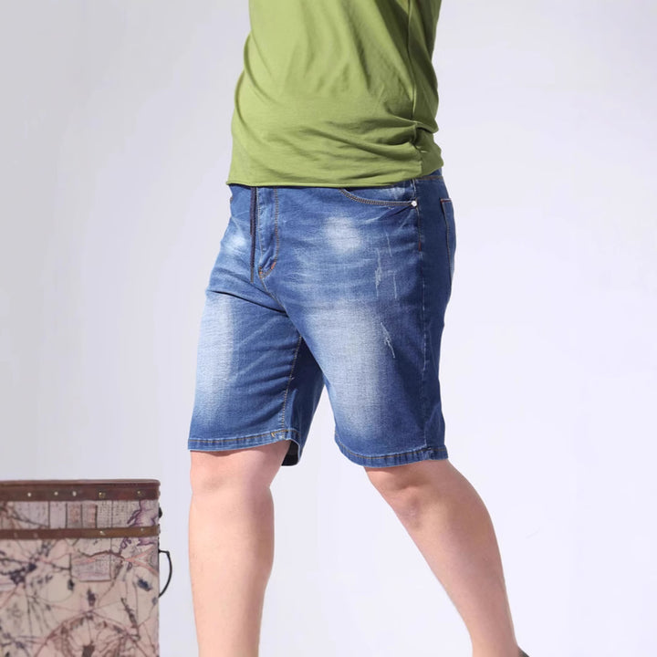 Herren Denim-Shorts mit elastischem Bund und lässigem Schnitt Lisslune