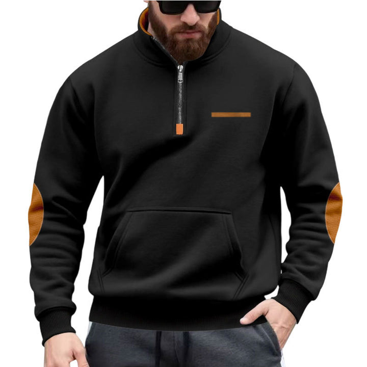 Men's hoodie with half zipper and color accents Lisslune