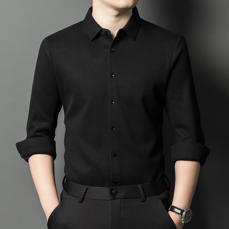 Men's Elegant Long Sleeve Shirt with Fine Structural Design Lisslune