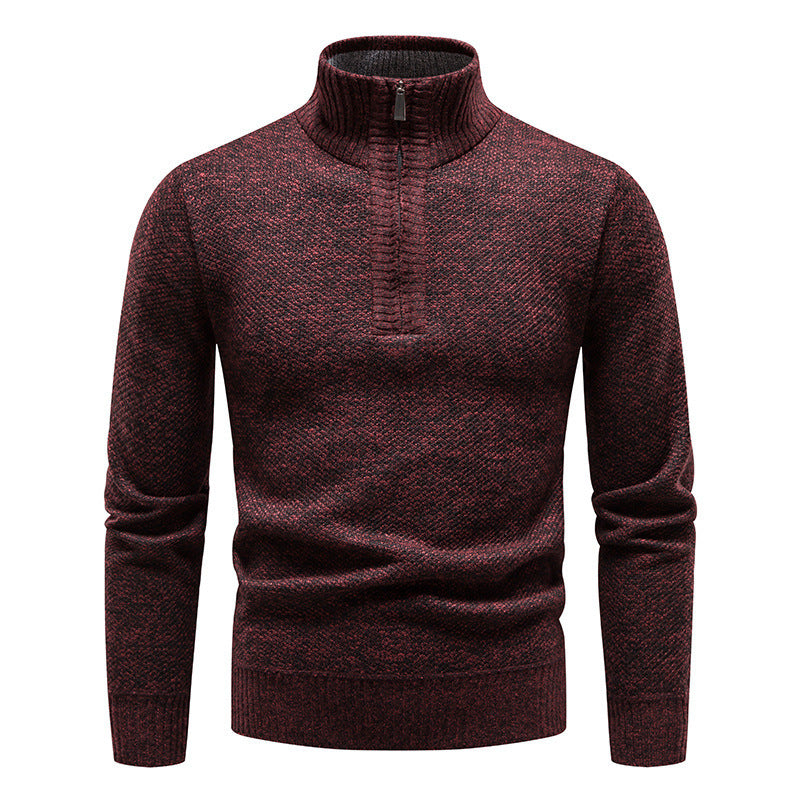 Men's Stylish Knit Sweater with High Collar and Textured Design Lisslune
