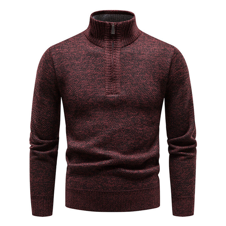Men's Stylish Knit Sweater with High Collar and Textured Design Lisslune