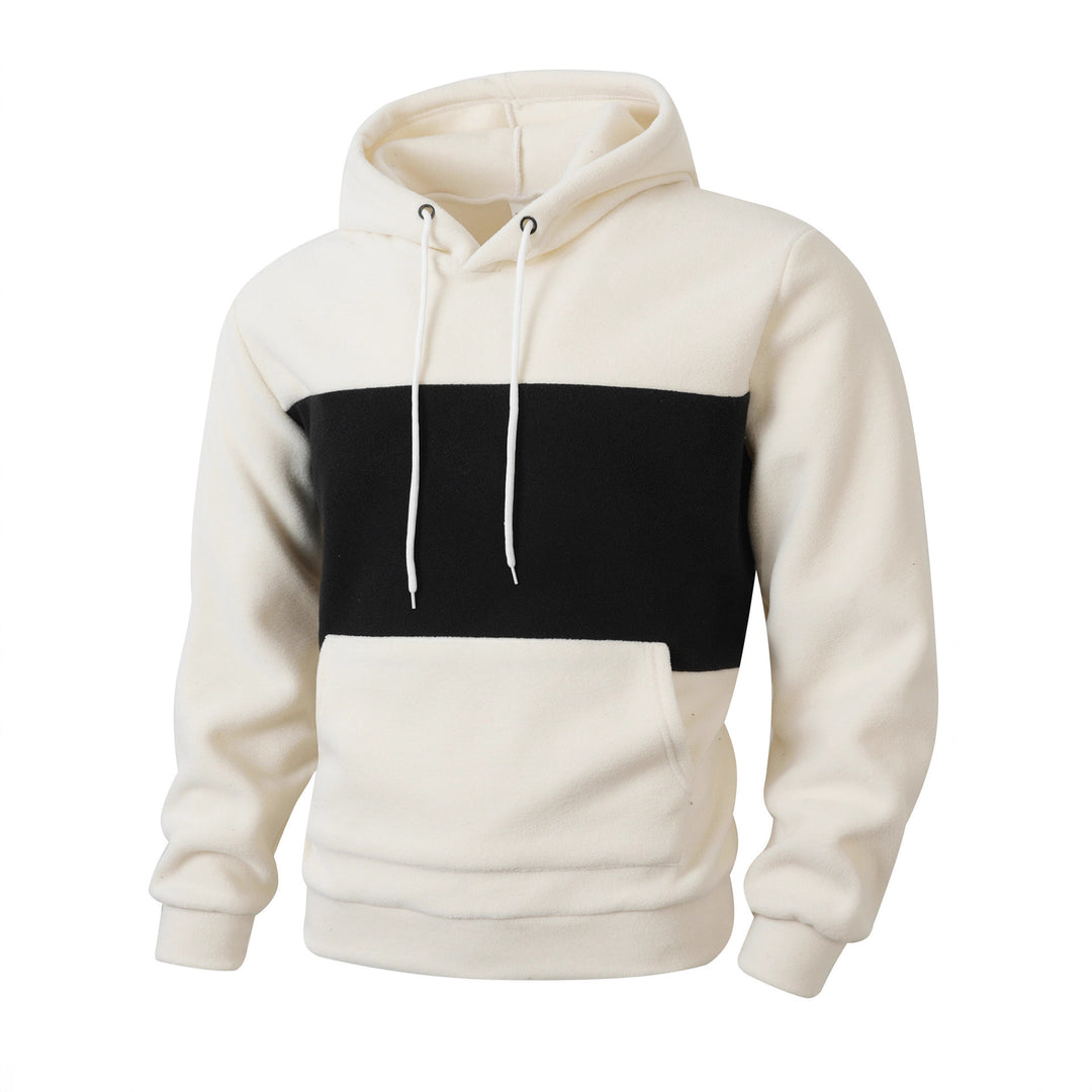 Men's fleece hoodie with fashionable color block design and practical side pockets Lisslune