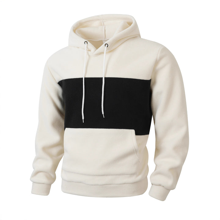 Men's fleece hoodie with fashionable color block design and practical side pockets Lisslune