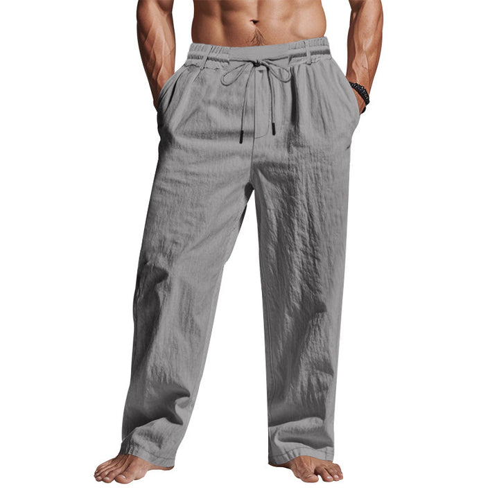Men's casual beach pants with adjustable drawstring and practical side pockets Lisslune