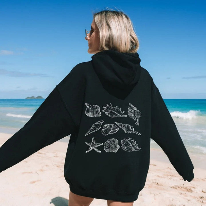 Women Oversized Hoodie with Maritime Shell Design Lisslune