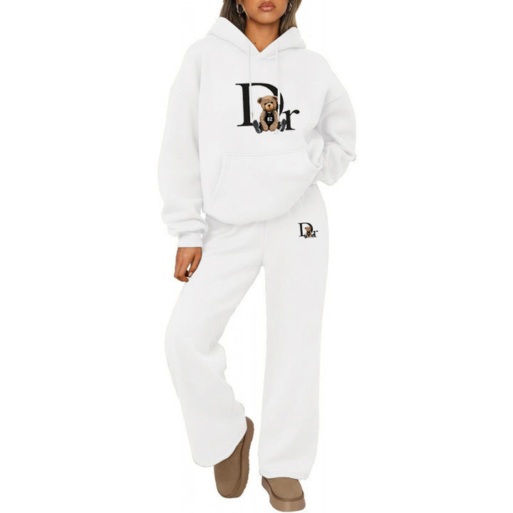 Women's casual hoodie suit with a charming bear motif and comfortable fit Lisslune