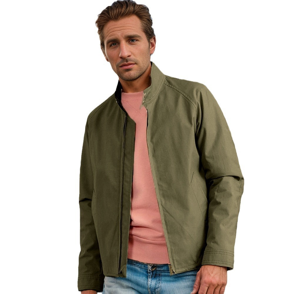 Men's casual transitional jacket with stand-up collar and practical pockets Lisslune
