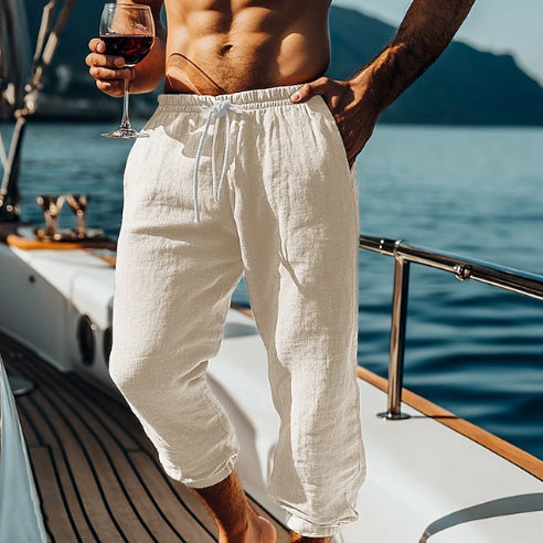 Men's casual leisure pants with elastic waistband and practical side pockets Lisslune