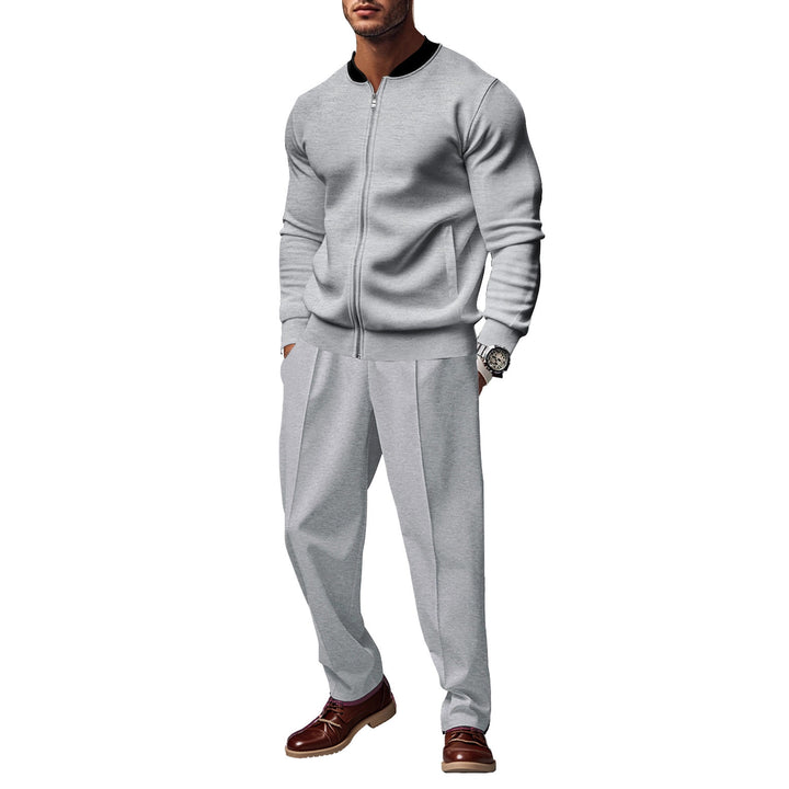 Men's sporty tracksuit with practical pockets and short zipper Lisslune