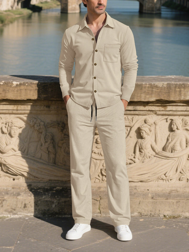 Men's elegant leisure suit with textured design and practical pockets Lisslune