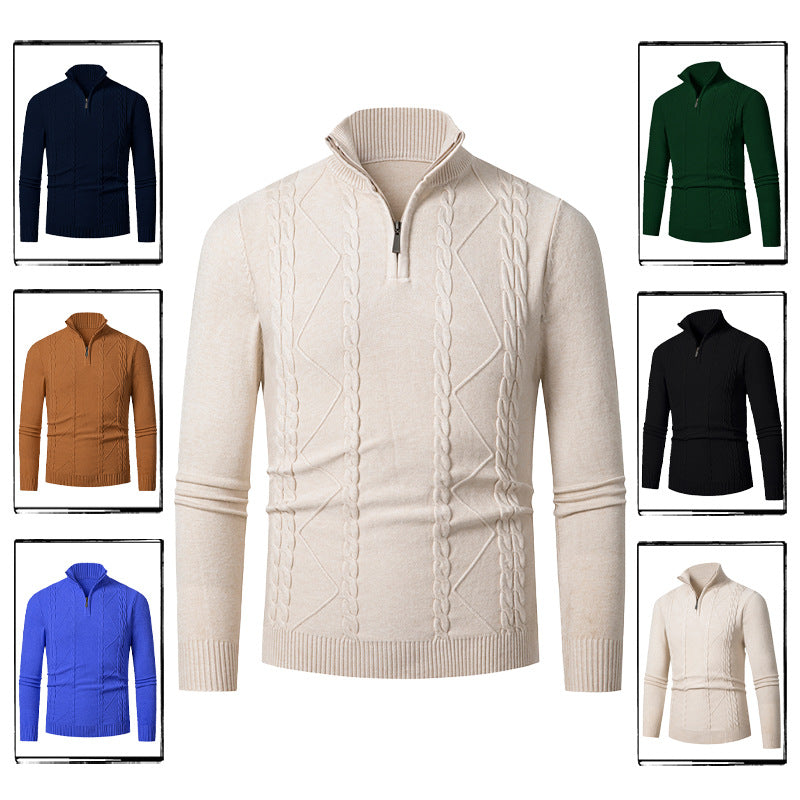 Men's knit sweater with half-zip and textured pattern Lisslune