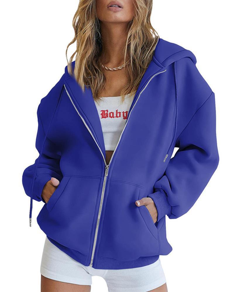 Women's Oversized Hooded Jacket with Zipper Lisslune