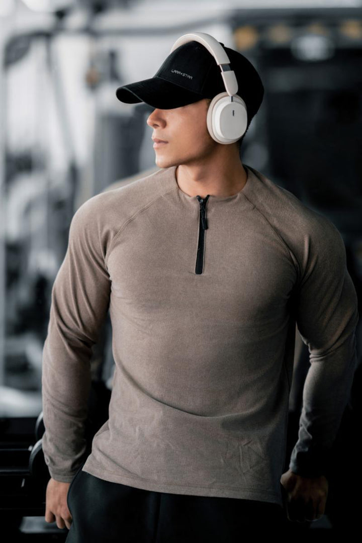 Men's Long Sleeve Workout Shirt with Innovative Zipper Lisslune