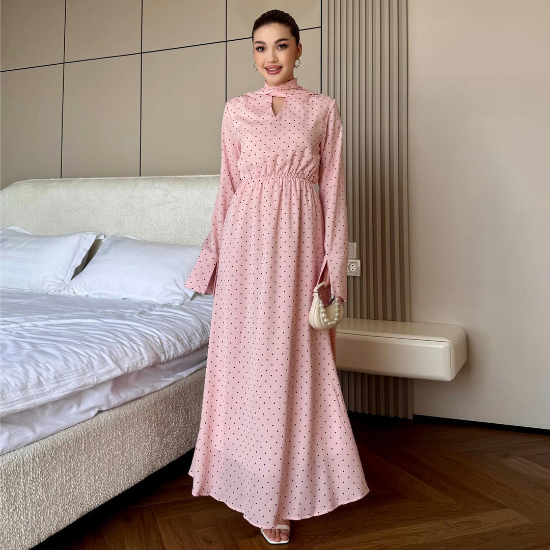 Women's maxi dress with elegant dots and stylish slit Lisslune