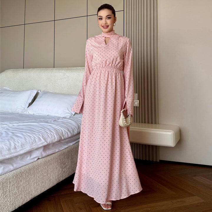 Women's maxi dress with elegant dots and stylish slit Lisslune