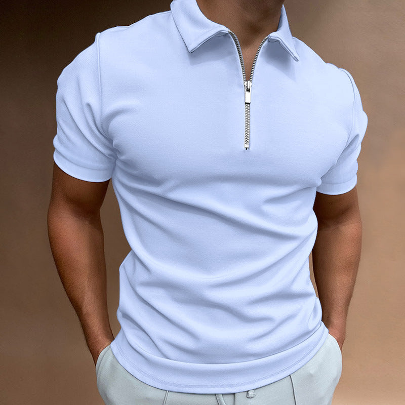 Men's polo shirt with modern stand-up collar and zipper Lisslune