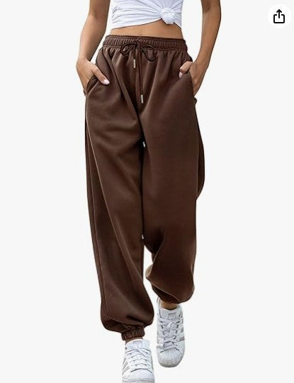 Women's casual sweatpants with high waistband and side zipper pockets Lisslune