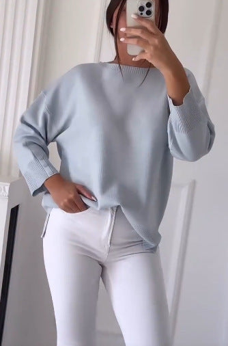 Women's Casual Oversized Sweater with Asymmetric Cut and Button Details Lisslune