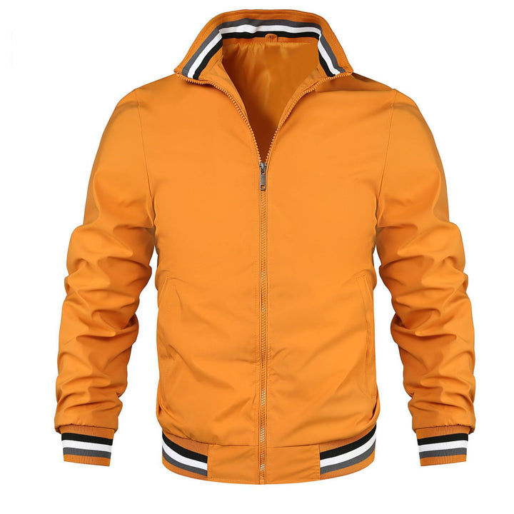 Men's Lightweight Transitional Jacket with Stand-Up Collar and Sporty Elements Lisslune