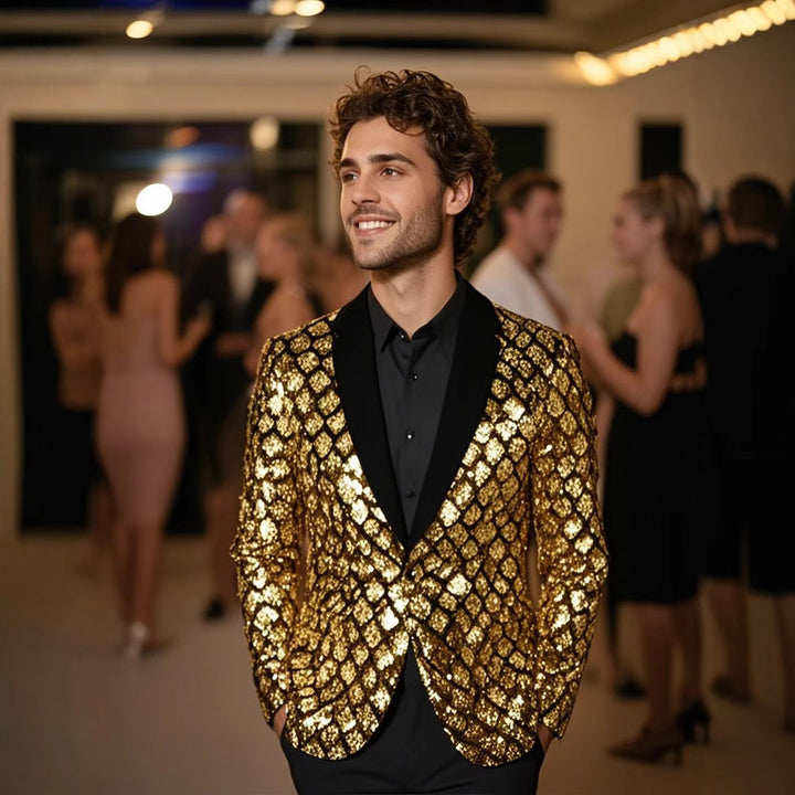 Men's Glamorous Sequin Blazer with Elegant Cut Lisslune