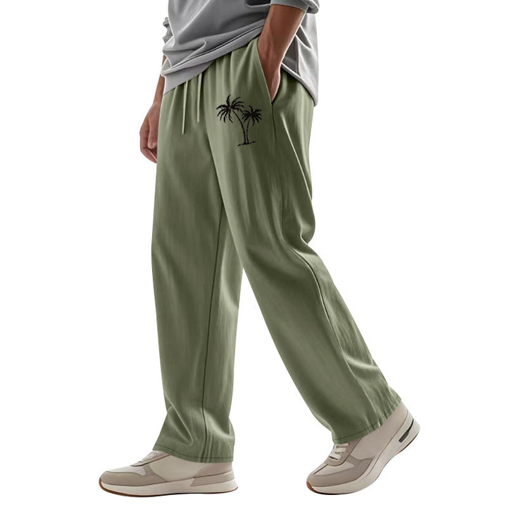 Men's Casual Leisure Pants with Side Logo Print Lisslune