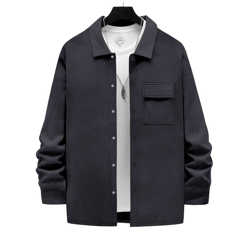 Men's casual cotton jacket with textured design and practical pockets Lisslune