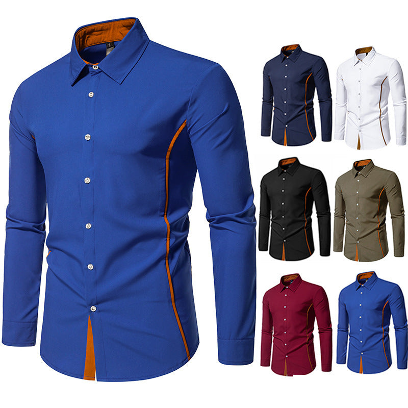 Men's fashionable long-sleeve shirt with stylish contrast details Lisslune
