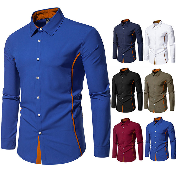 Men's fashionable long-sleeve shirt with stylish contrast details Lisslune