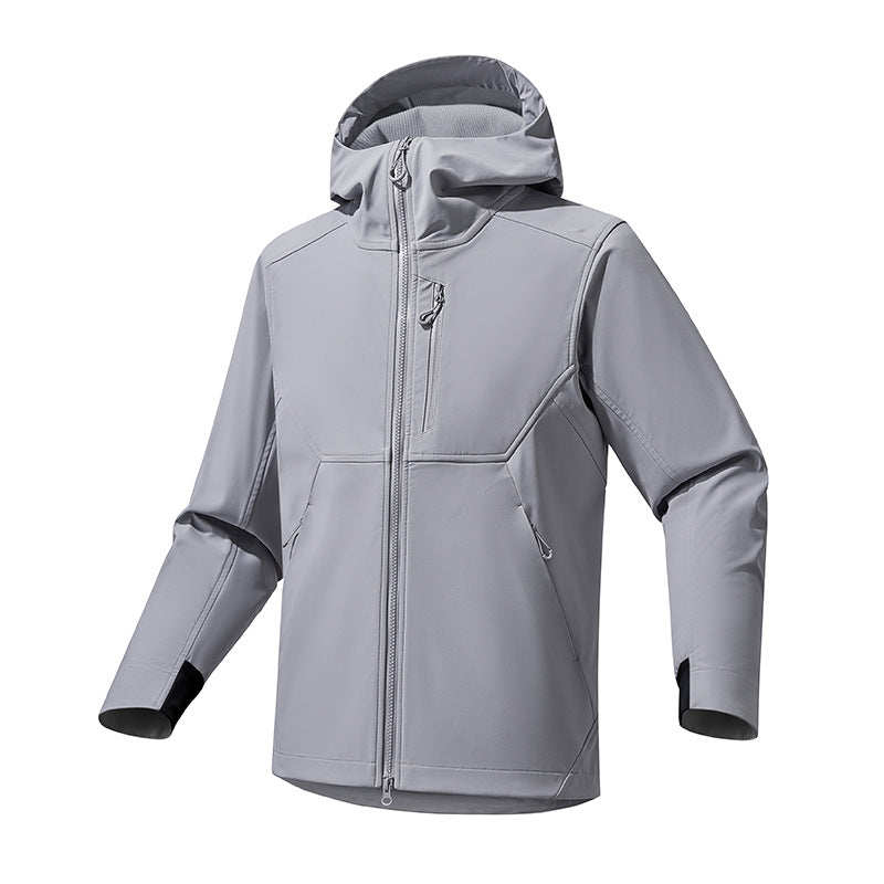 Men's functional outdoor jacket with adjustable hood collar and breathable inserts Lisslune