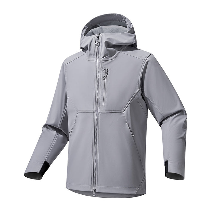 Men's functional outdoor jacket with adjustable hood collar and breathable inserts Lisslune
