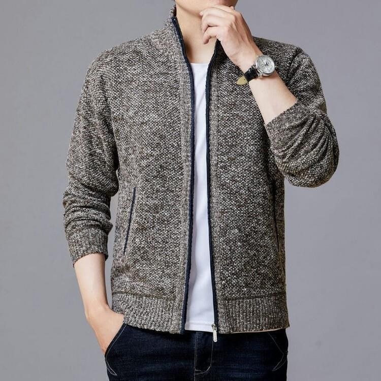 Men's cardigan with modern zipper and high collar Lisslune