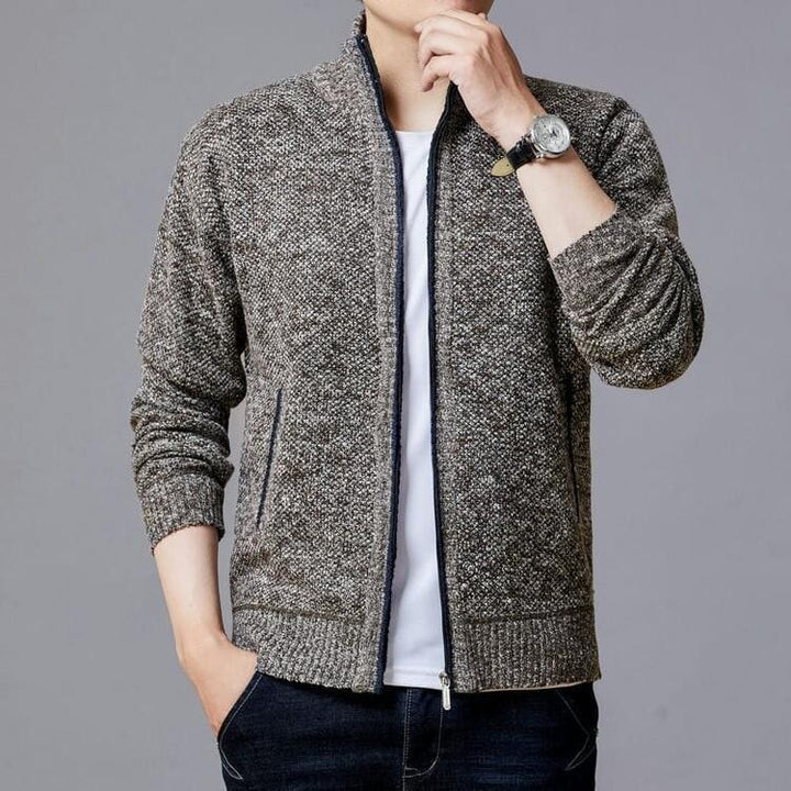Men's cardigan with modern zipper and high collar Lisslune