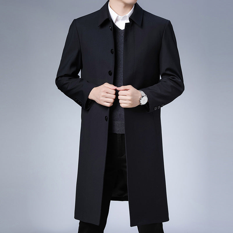 Men's Elegant Long Coat with Timeless Design and Practical Pockets Lisslune